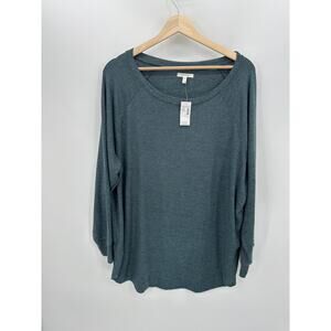 Maurices Tunic Sweater Women 2X Blue Green Scoop Neck Butter Soft NWT Long